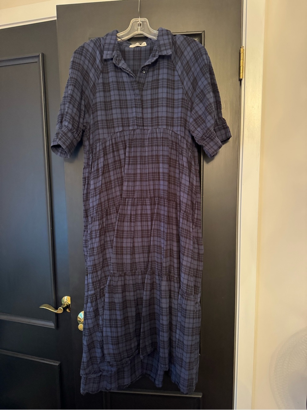 NATURAL LIFE Blue Plaid Maxi Dress